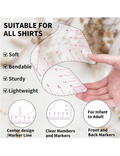 Guía de Regla para Camisetas Tietoc 9 Piezas Rosa PVC 2