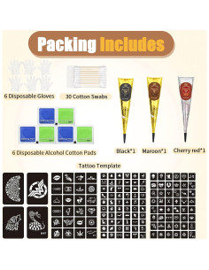 Kit de Tatuajes Temporales BlissfulBlend 136 Pcs - 3 Colores 2