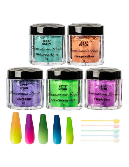 Polvo Termocromático 5 Colores 3g - Polímeros Resina