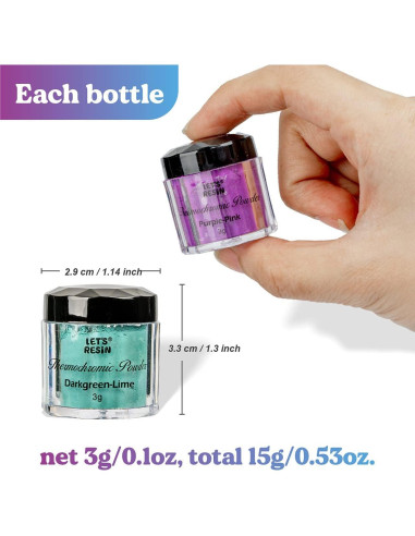 Polvo Termocromático 5 Colores 3g - Polímeros Resina