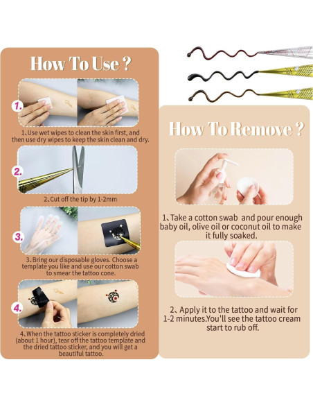 Kit de Tatuajes Temporales BlissfulBlend 136 Pcs - 3 Colores