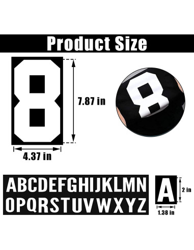 147 Piezas Letras y Números Termoadhesivos CPEI 20 cm