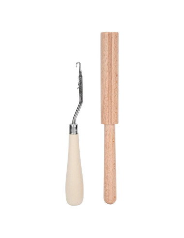 Gancho de Crochet GLOGLOW 16cm Curvado Madera y Cortador