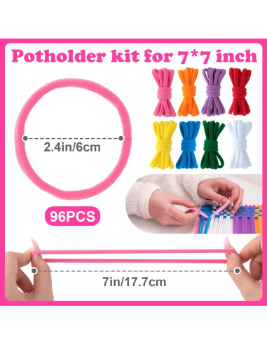 Kit de Bucles de Tejer STSTR 96 Piezas Nylon 17.7 cm Coloridos