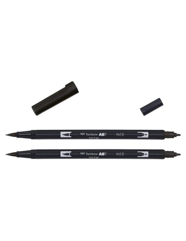 Bolígrafos de Pincel Dual Tombow ABT N15 Negro - 2 Pzas