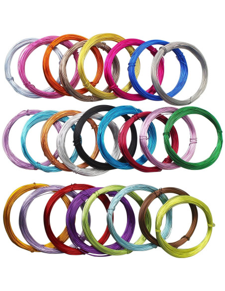 25 Rollos Alambre de Aluminio 0.8mm para Manualidades - 25 Colores