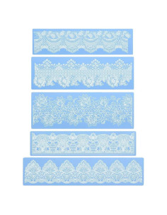 Molde de Encaje de Silicona Beasea 5pcs Floral Azul