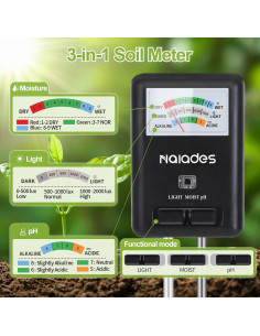 Medidor de humedad, luz y pH Naiades P407 para plantas 2