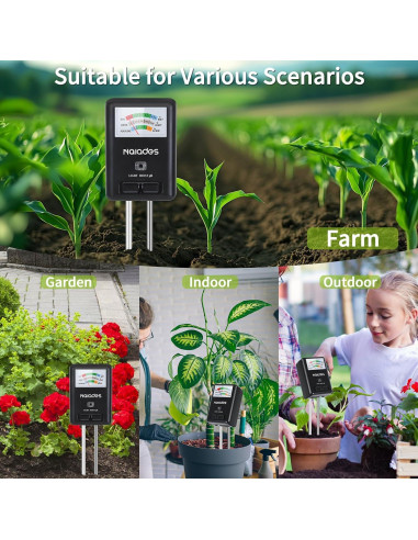 Medidor de humedad, luz y pH Naiades P407 para plantas