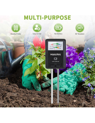 Medidor de humedad, luz y pH Naiades P407 para plantas