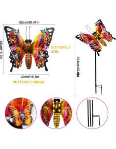Luces de Jardín Solar Mariposa Grande ANGMLN 104 cm Decorativas 2