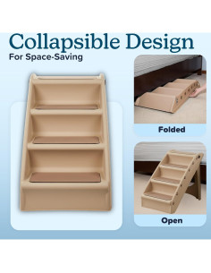 Escaleras Plegables Antideslizantes PETMAKER 4 Escalones Beige 2