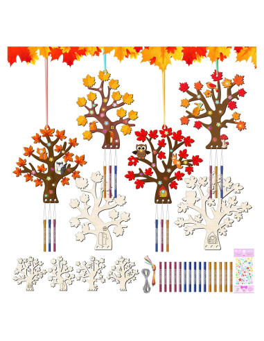 Kit de Manualidades TREACLUB - 12 Campanas de Viento Otoñales