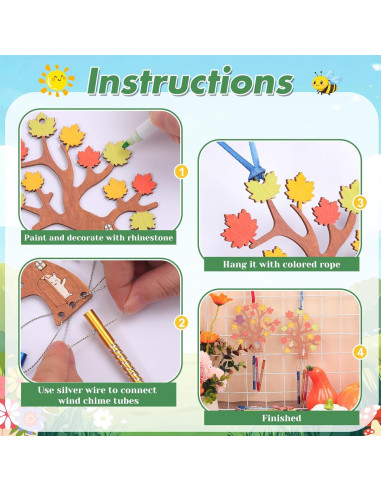 Kit de Manualidades TREACLUB - 12 Campanas de Viento Otoñales