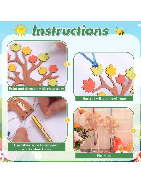 Kit de Manualidades TREACLUB - 12 Campanas de Viento Otoñales