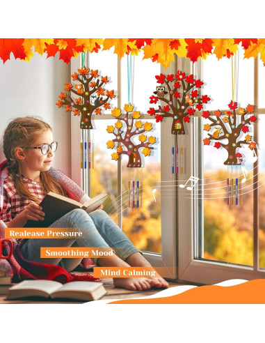 Kit de Manualidades TREACLUB - 12 Campanas de Viento Otoñales