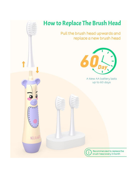 Cepillo de Dientes Eléctrico NELL&WELL para Niños IPX7