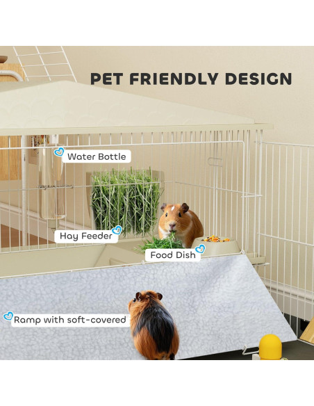 Jaula para Pequeños Animales PawHut 138x101 cm con Parque de Juegos