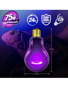 Bombilla de Calor Nocturna Leoterra 75W para Reptiles 2