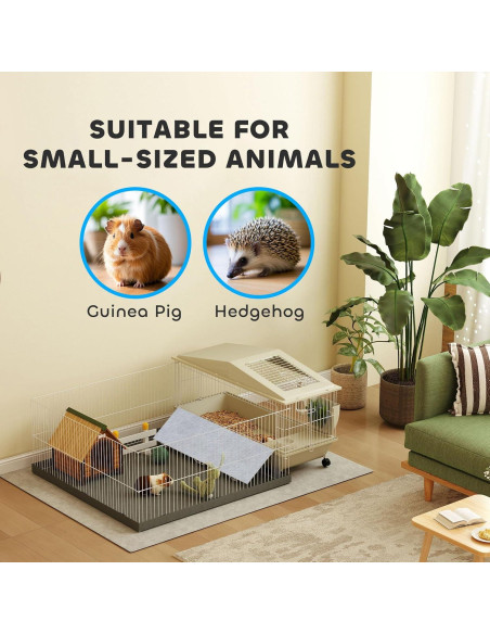 Jaula para Pequeños Animales PawHut 138x101 cm con Parque de Juegos