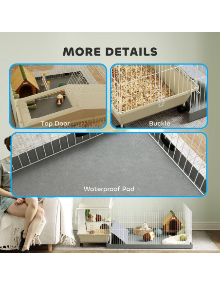 Jaula para Pequeños Animales PawHut 138x101 cm con Parque de Juegos