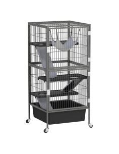 Jaula para Animales Pequeños PawHut 4 Niveles 114.3 cm Gris