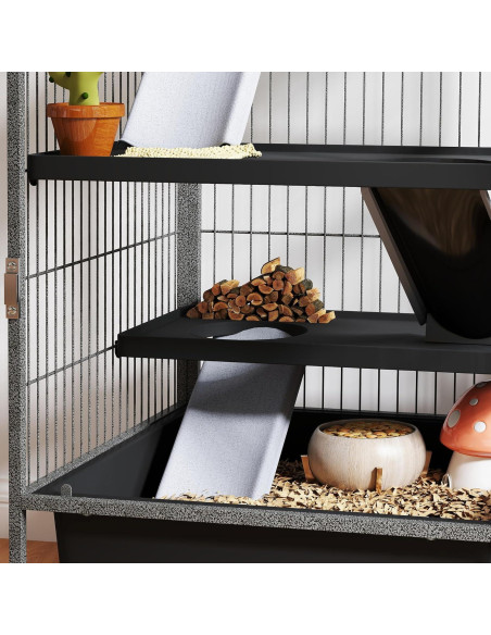 Jaula para Animales Pequeños PawHut 4 Niveles 114.3 cm Gris