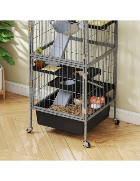 Jaula para Animales Pequeños PawHut 4 Niveles 114.3 cm Gris