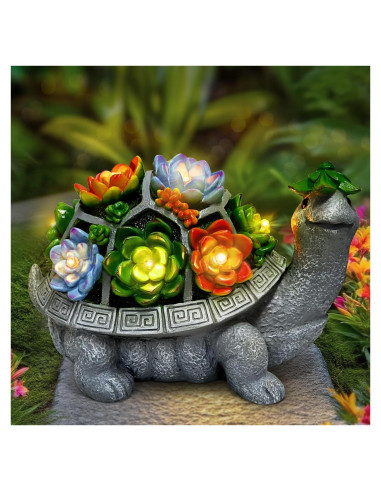 Tortuga Solar de Jardín Grande VMANYFIRE 28.2x18.3cm Gris