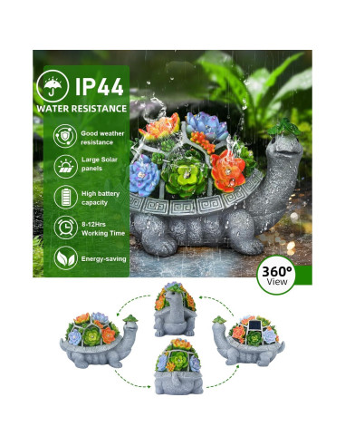 Tortuga Solar de Jardín Grande VMANYFIRE 28.2x18.3cm Gris