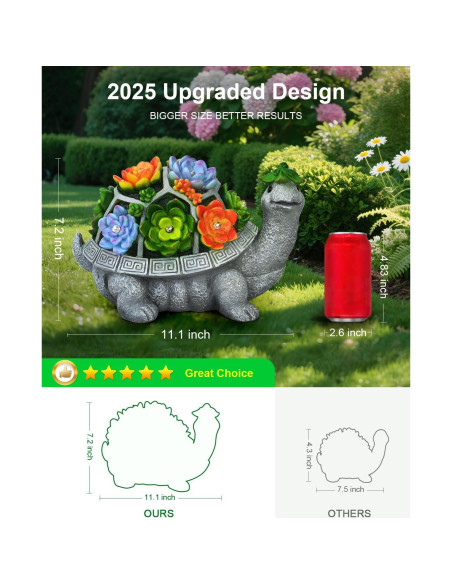 Tortuga Solar de Jardín Grande VMANYFIRE 28.2x18.3cm Gris