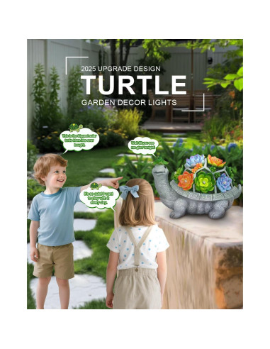 Tortuga Solar de Jardín Grande VMANYFIRE 28.2x18.3cm Gris