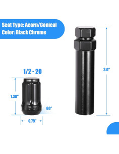 Tuercas de Rueda NPAUTO 1/2"-20 Negras 21 Pcs para Ford y Jeep 2