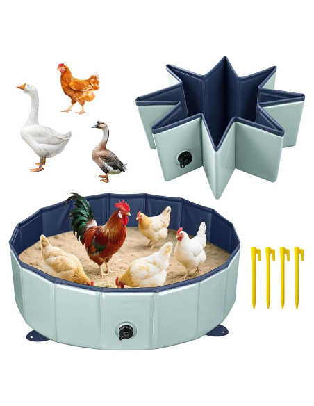 Tina de Baño de Polvo para Pollos Senlinyu 32" Plegable Gris