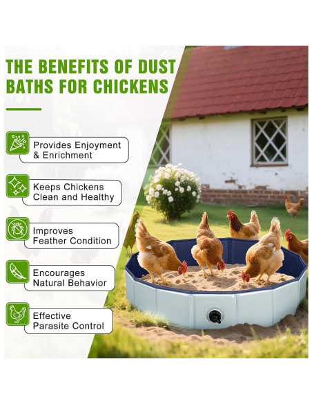 Tina de Baño de Polvo para Pollos Senlinyu 32" Plegable Gris
