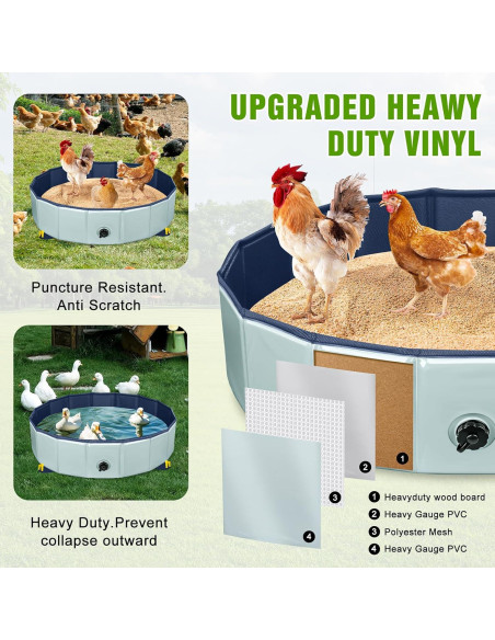 Tina de Baño de Polvo para Pollos Senlinyu 32" Plegable Gris