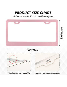 Marco de Placa de Licencia Kigai Rosa - Paquete de 2 Universales 2