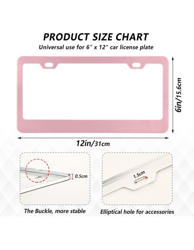 Marco de Placa de Licencia Kigai Rosa - Paquete de 2 Universales