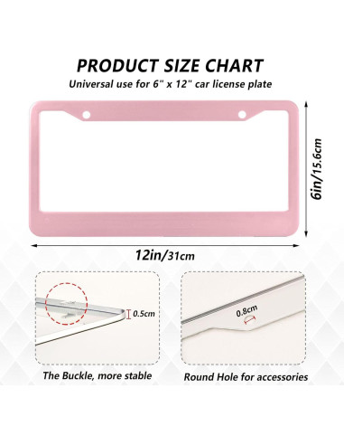 Marco de Placa de Licencia Kigai Rosa - Paquete de 2 Universales