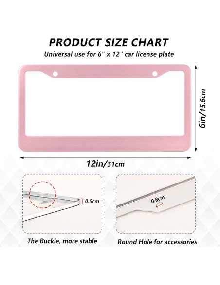 Marco de Placa de Licencia Kigai Rosa - Paquete de 2 Universales