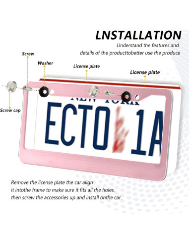 Marco de Placa de Licencia Kigai Rosa - Paquete de 2 Universales