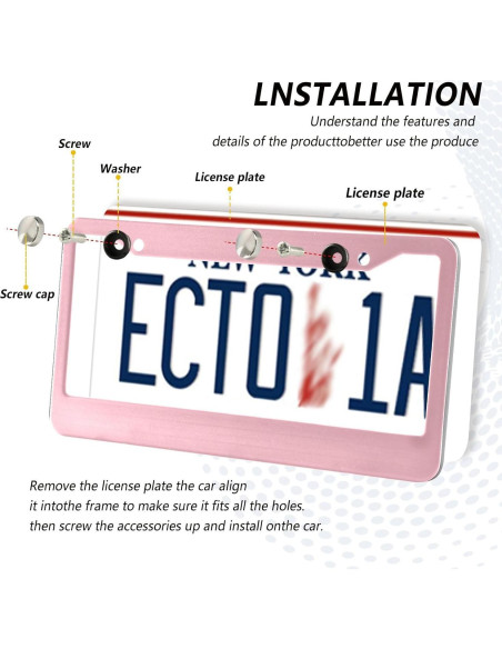 Marco de Placa de Licencia Kigai Rosa - Paquete de 2 Universales