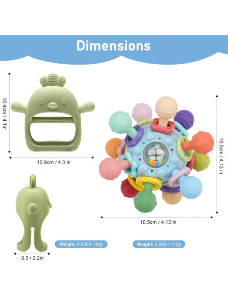 2 Juguetes de Dentición Silicona Grado Alimenticio para Bebés