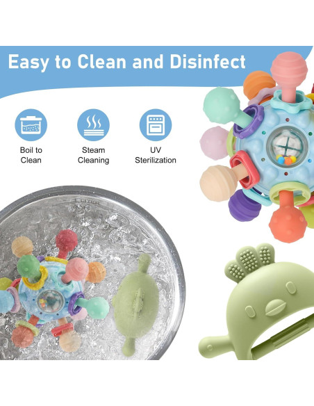2 Juguetes de Dentición Silicona Grado Alimenticio para Bebés