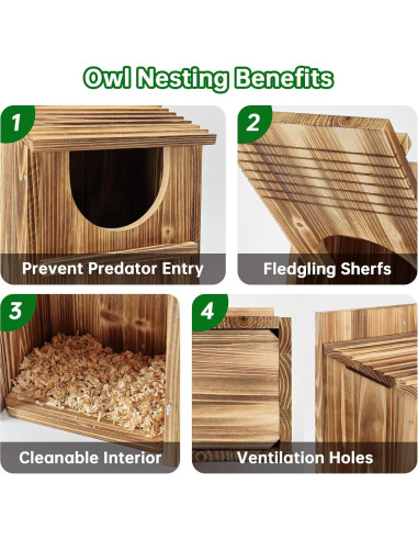 Caja de Anidación para Búhos UUMENHA de Cedro 36.8x22.9x19.1 cm