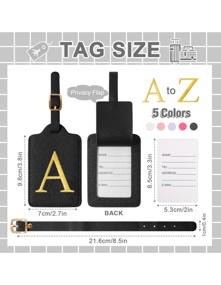 Etiqueta de Equipaje Personalizada Izuzta Cuero Negro A