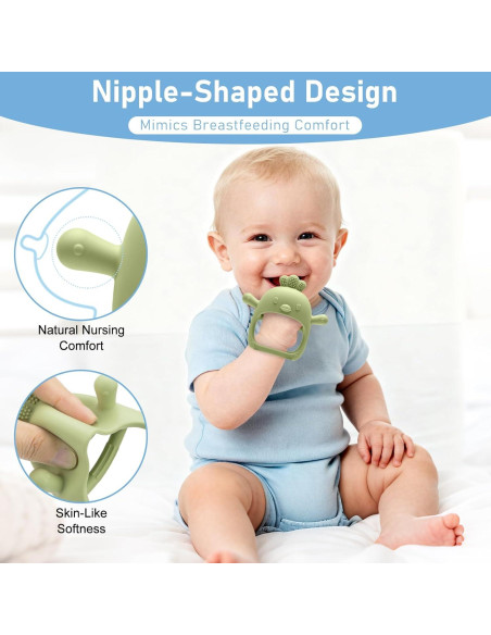 2 Juguetes de Dentición Silicona Grado Alimenticio para Bebés