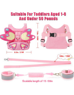 Arnés de Seguridad para Niños con Correa Anti-Pérdida PINK2 2