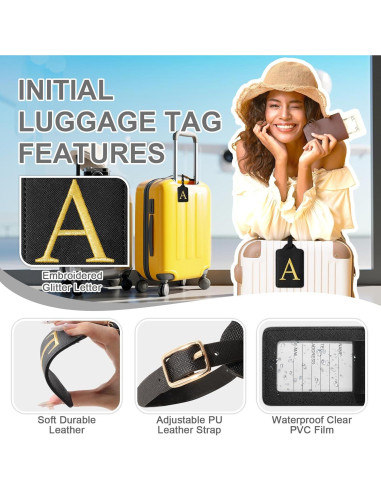 Etiqueta de Equipaje Personalizada Izuzta Cuero Negro A