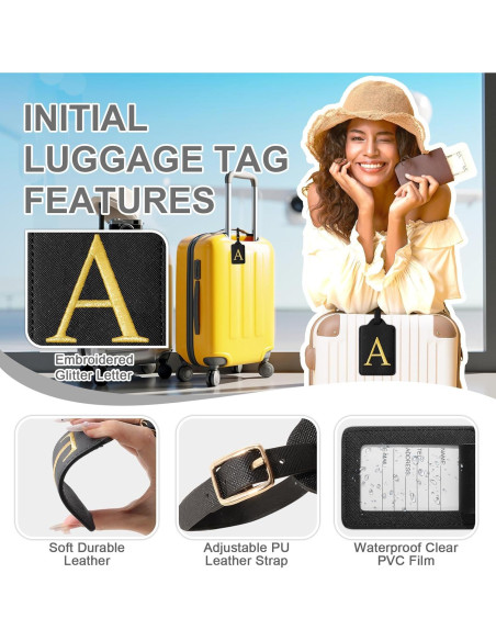 Etiqueta de Equipaje Personalizada Izuzta Cuero Negro A